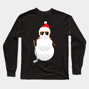 Santa Snowman Golf Ball Golfer Long Sleeve T-Shirt